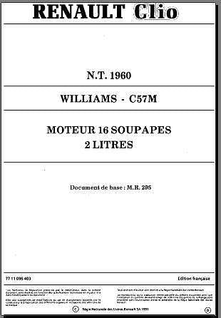 Manuels d'atelier Renault Clio 1 dont 16s et Williams { {{ Docautomoto }}