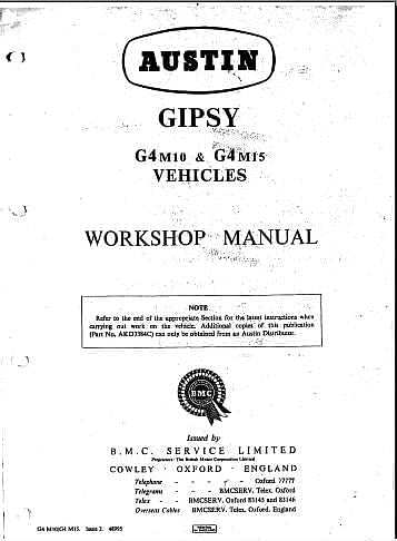 manuel d'atelier Austin Gipsy 1964 { {{ Docautomoto }}