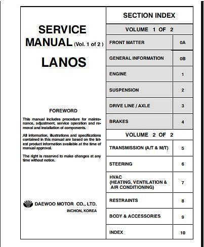 manuel d'atelier Daewoo lanos { {{ Docautomoto }}