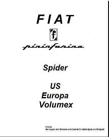 manuel d'atelier Fiat spider Europa en allemand { {{ Docautomoto }}