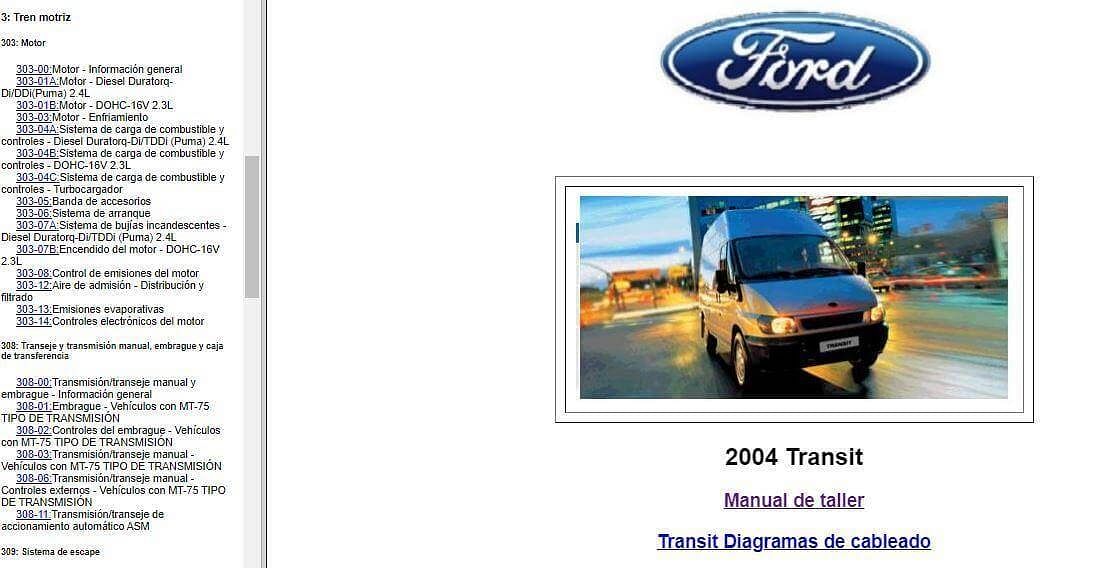 Manuel d atelier Ford Transit 2004 en espagnol { {{ Docautomoto }}