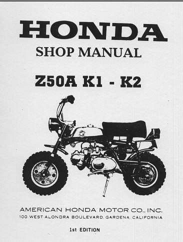 Manuel d'atelier Honda ZA 50 Monkey 1970 1972 1974 1978 { {{ Docautomoto }}