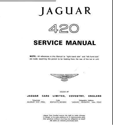 Manuel d'atelier Jaguar 420 AUTHENTIQU'ERE
