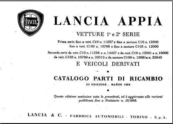 manuel d'atelier Lancia Appia Flaminia Aurelia Ardea 1947 à 1960 { {{ Docautomoto }}