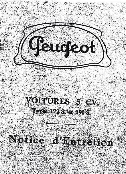 manuel d'atelier Peugeot 5cv 172 S et 190 S { {{ Docautomoto }}
