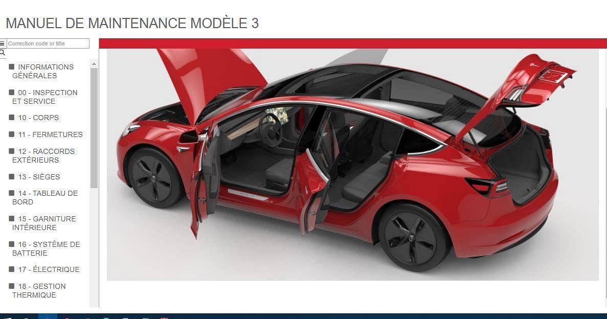 manuel d'atelier Tesla model 3 { {{ Docautomoto }}