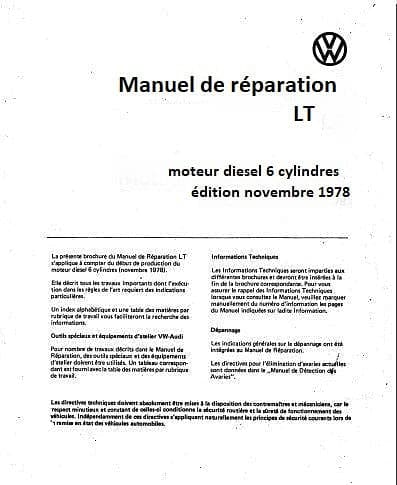 Manuel d'atelier Volkswagen LT 1978 { {{ Docautomoto }}