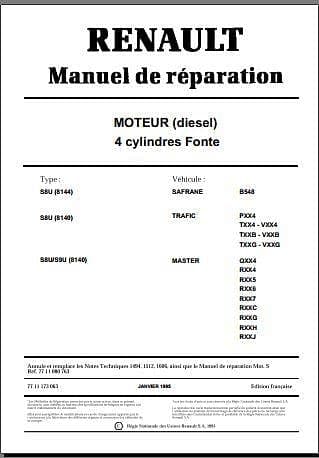 Manuel d'atelier Renault Master 2 95 2002 { {{ Docautomoto }}