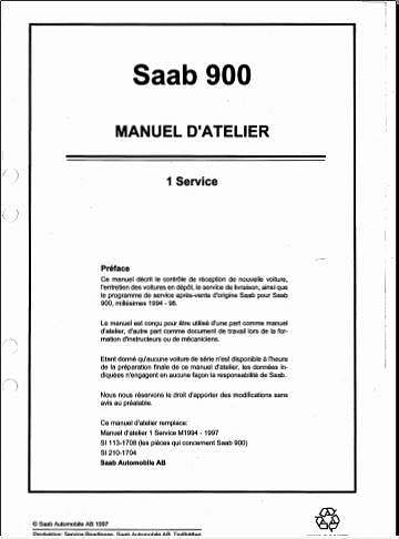 Manuel d'atelier Saab 900 NG en français { {{ Docautomoto }}