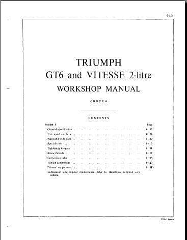 manuel d'atelier Triumph GT6 et Vitesse { {{ Docautomoto }}