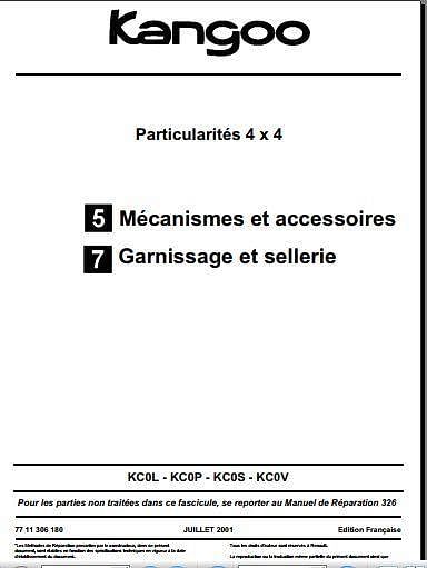 Manuel d'atelier et de réparation Renault Kangoo 1997 +moteur Dci 70 { {{ Docautomoto }}