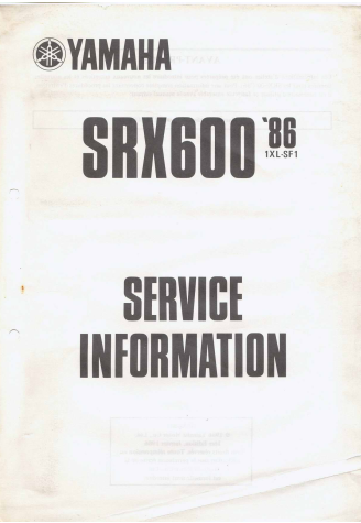 Manuels d'atelier Yamaha 600 SRX 1986 { {{ Docautomoto }}