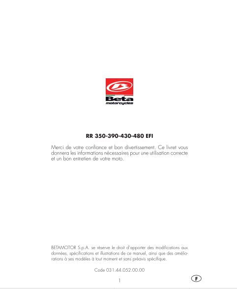 manuels d'atelier Beta RR 350 390 430 480 2019 FR { {{ Docautomoto }}
