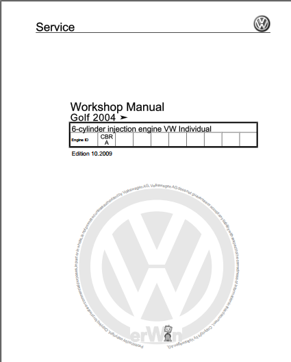 Manuel d'atelier moteur Volkswagen Golf R32 { {{ Docautomoto }}