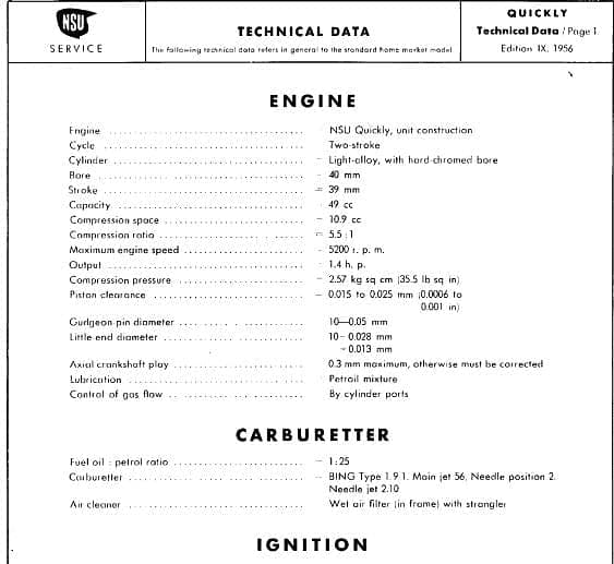 Manuel d'atelier NSU Quickly 1955 { {{ Docautomoto }}