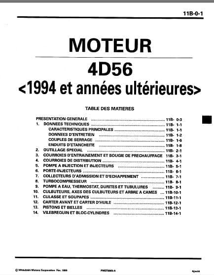 Manuel d'atelier Mitsubishi Pajero 91 2000 en français { {{ Docautomoto }}