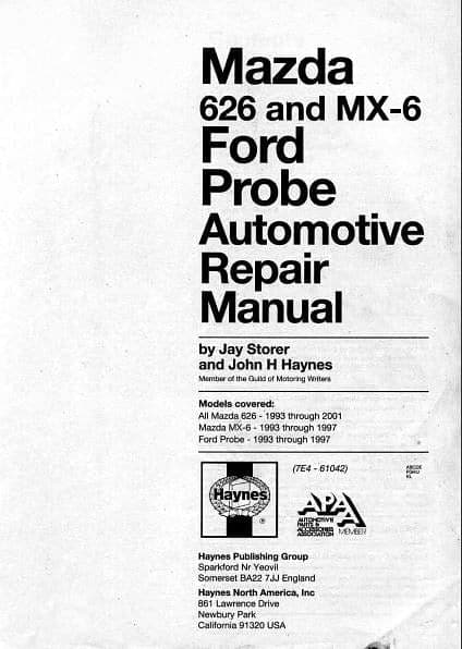 Manuel de réparation Mazda 626 Ford Probe { {{ Docautomoto }}