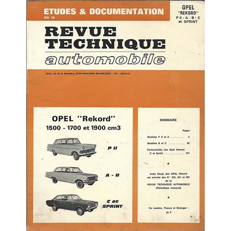 Revue technique Opel Rekord A B C { {{ Docautomoto }}