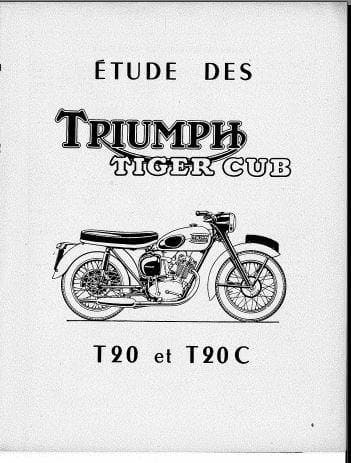 Revue technique Triumph Tiger Cub T20 { {{ Docautomoto }}