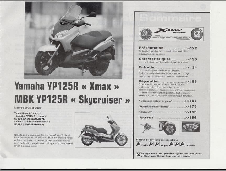 Revue technique yamaha X MAX 2006 2007 AUTHENTIQU'ERE