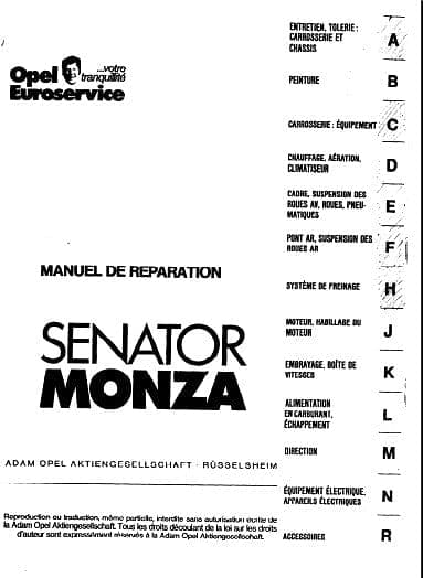 Manuel d'atelier Opel Senator Monza { {{ Docautomoto }}