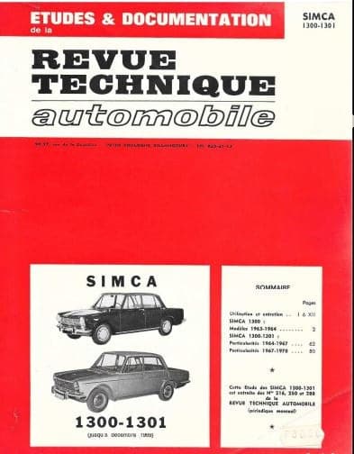 manuels d'atelier Simca 1300 1500 { {{ Docautomoto }}