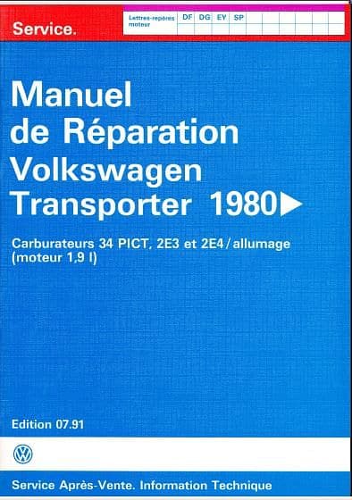 Manuel d'atelier Volkswagen transporter T3 { {{ Docautomoto }}