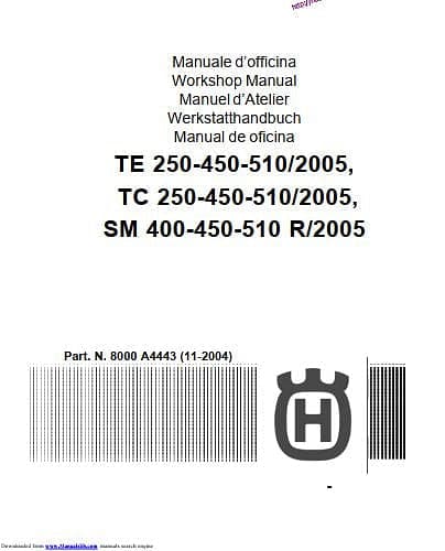Manuel d'atelier Husqvarna 250 400 450 510 2005 { {{ Docautomoto }}