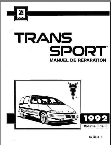 Manuel d'atelier Pontiac Trans Sport V6 1992 { {{ Docautomoto }}