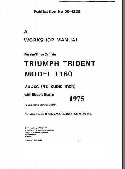 Manuel d'atelier Triumph 750 Trident T 160 1975 { {{ Docautomoto }}