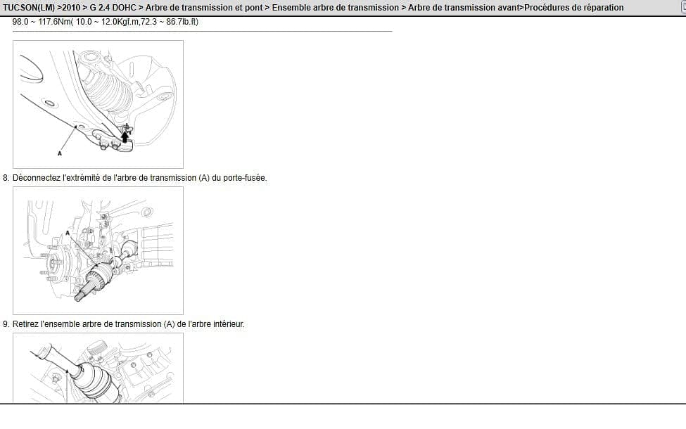 Manuel d'atelier Hyundai Tucson 2010 2014 en français { {{ Docautomoto }}