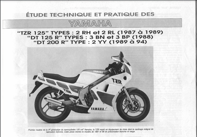 manuel d'atelier Yamaha 125 DTR TZR TDR 88 { {{ Docautomoto }}