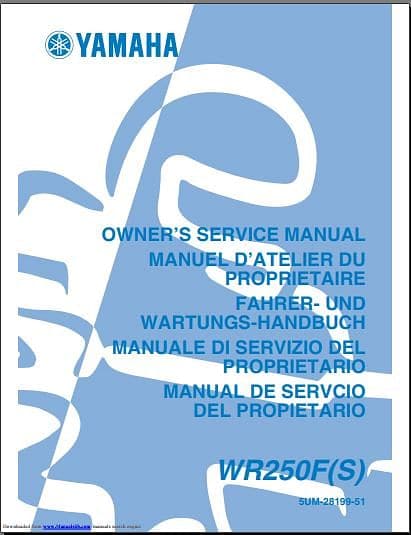 manuels d'atelier Yamaha WRF 250 2001 2007 { {{ Docautomoto }}