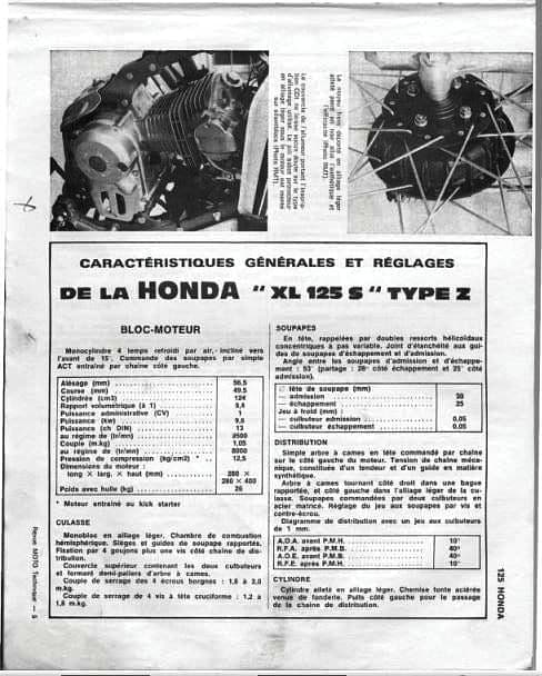 revue technique Honda 125 XLS { {{ Docautomoto }}