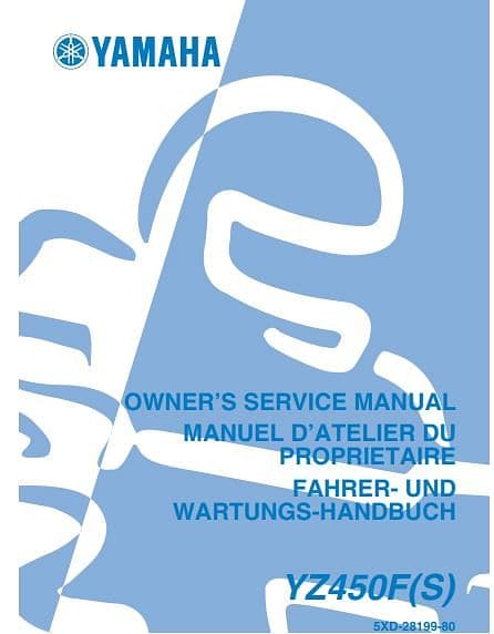 Manuels d'atelier Yamaha 450 YZF 2003 à 2010 { {{ Docautomoto }}