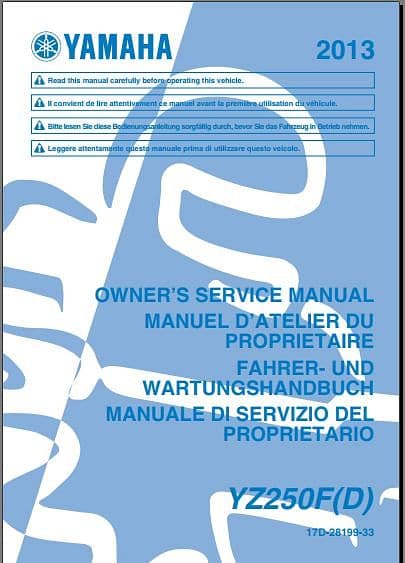 manuels d'atelier Yamaha 250 YZF 2003 à 2009 { {{ Docautomoto }}