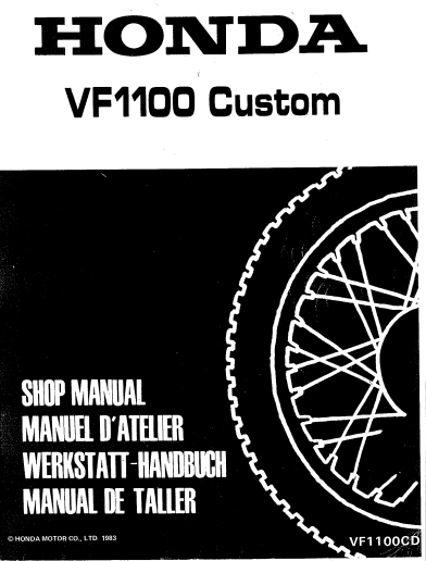 Manuel d'atelier Honda VF 1100 Custom 1983 { {{ Docautomoto }}