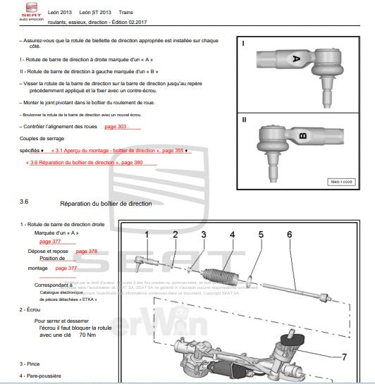 Manuel d'atelier Seat Leon TDI 2013 2019 français Docautomoto