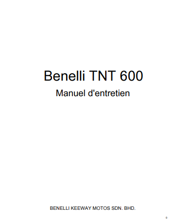 manuel d'atelier Benelli 600 TNT français { {{ Docautomoto }}