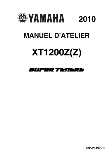 Manuel d'atelier Yamaha XTZ 1200 Super Ténéré 2010 { {{ Docautomoto }}