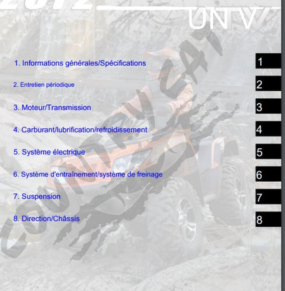 Manuel d'atelier Artic Cat 450 1000 2012 français Docautomoto