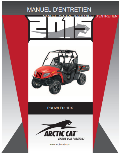 Manuel d'atelier Artic Cat Prowler HDX 2015 français Docautomoto