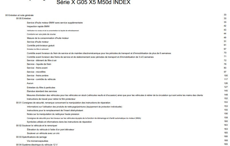 Manuel d'atelier BMW X5 G05 m50d 2019 2023 français { {{ Docautomoto }}