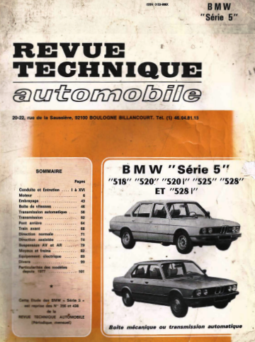 Manuel d'atelier BMW série 5 E12 { {{ Docautomoto }}