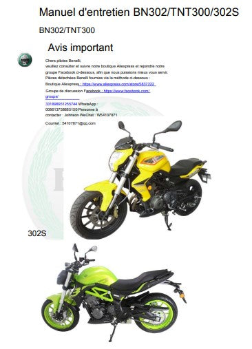 Manuel d'atelier Benelli 300 tous modèles 2017 français { {{ Docautomoto }}