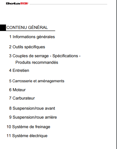 Manuel d'atelier Beta 400 450 525 RR 2009 français Docautomoto