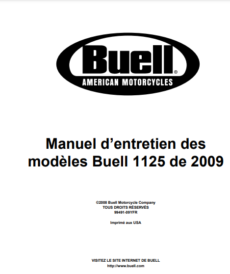 Manuel d'atelier Buell 1125 2009 français { Docautomoto