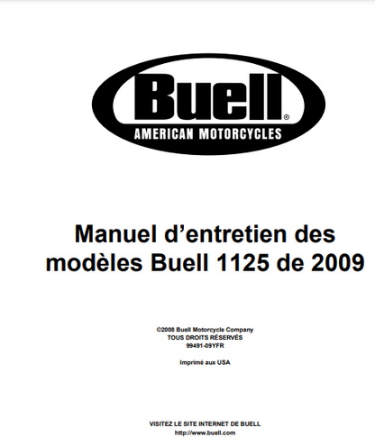 Manuel d'atelier Buell 1125 2009 français { {{ Docautomoto }}