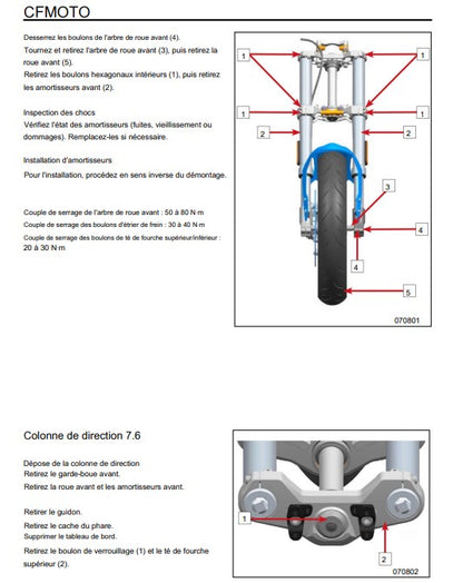 Manuel d'atelier CFMoto 300 NK  2023 français