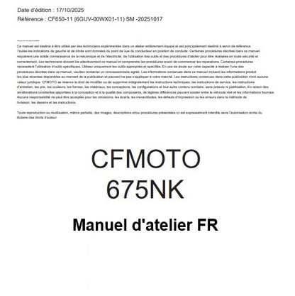 Manuel d'atelier CFMoto 675 NK 2026 français Docautomoto